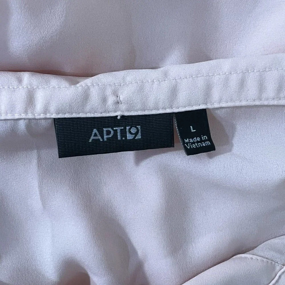 Apt 9 Light Peach Pink Button Up Collared Tank Top Chiffon Large Workwear Office - Picture 6 of 6